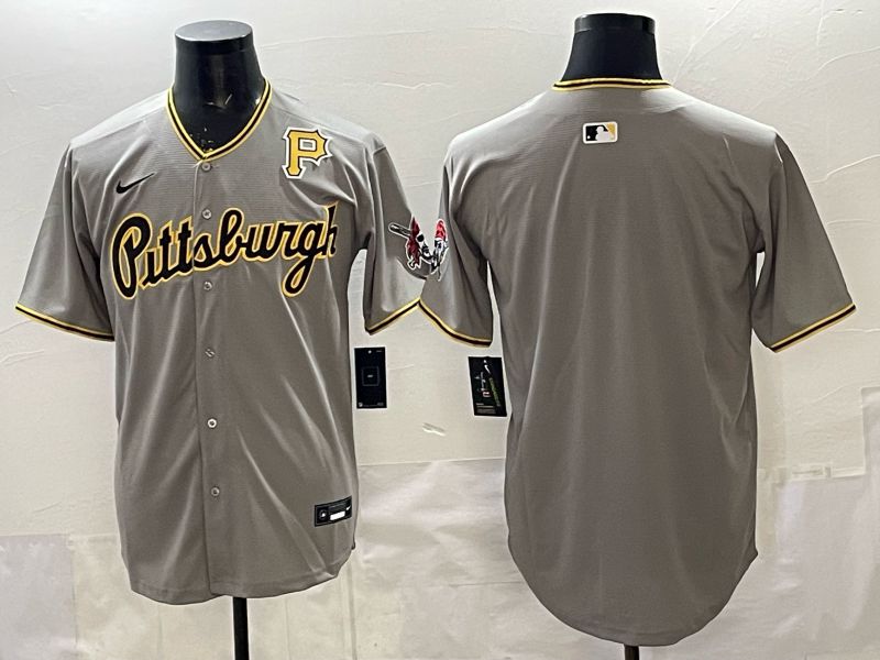 Men Pittsburgh Pirates Blank Grey Game 2026 Nike MLB Jersey style 003